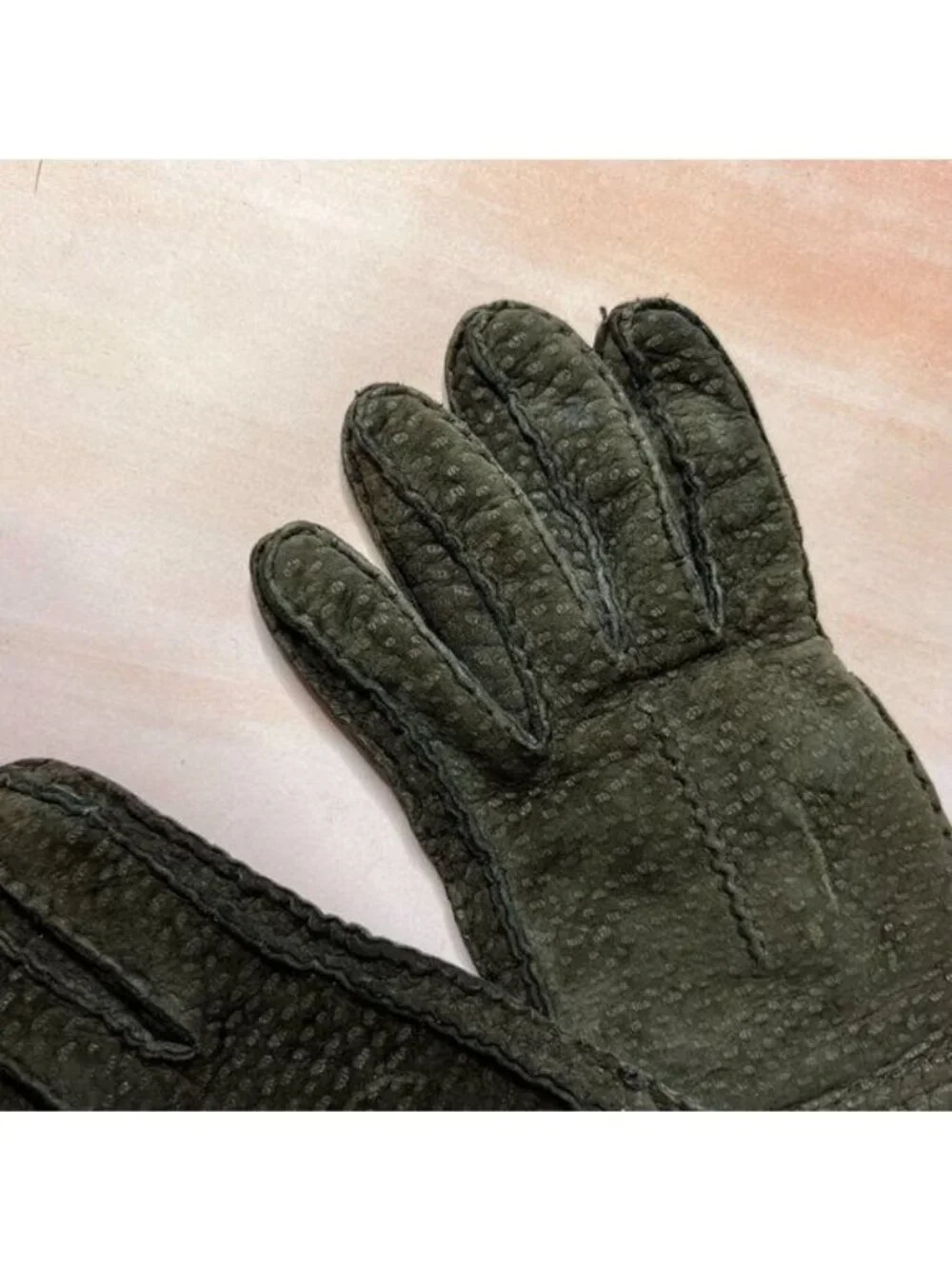 Cashmere Lined Suede Textured Leather Winter Gloves